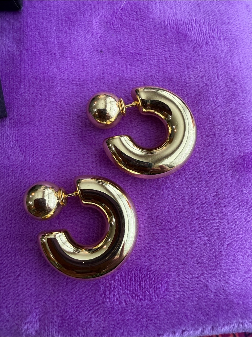 Gold Tone Hoop Circle Statement Earrings